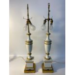 Pair of 20th century double section columned table lamps [85.5cm]