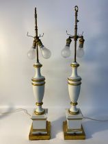 Pair of 20th century double section columned table lamps [85.5cm]
