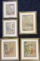 Set of 5 Japanese watercolours [Frame 40x35cm]