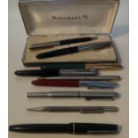 Collection of vintage Pens; Waterman's & Parker pens