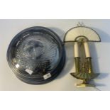 Art deco wall sconce style light along with an art deco style cast metal ceiling light with glass