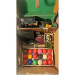 Vintage camera lenses & accessories along with vintage pool balls
