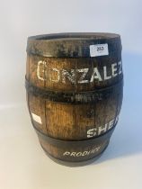 Antique wood & metal bounded sherry barrel [35.5x26cm]