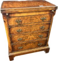 Edwardian batchelor walnut chest of drawers, the flip top opening to extended surface area, above