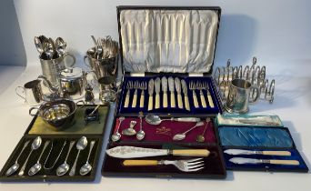 A Large collection of silver plated ware; Fish knives & forks & silver plated cutlery sets