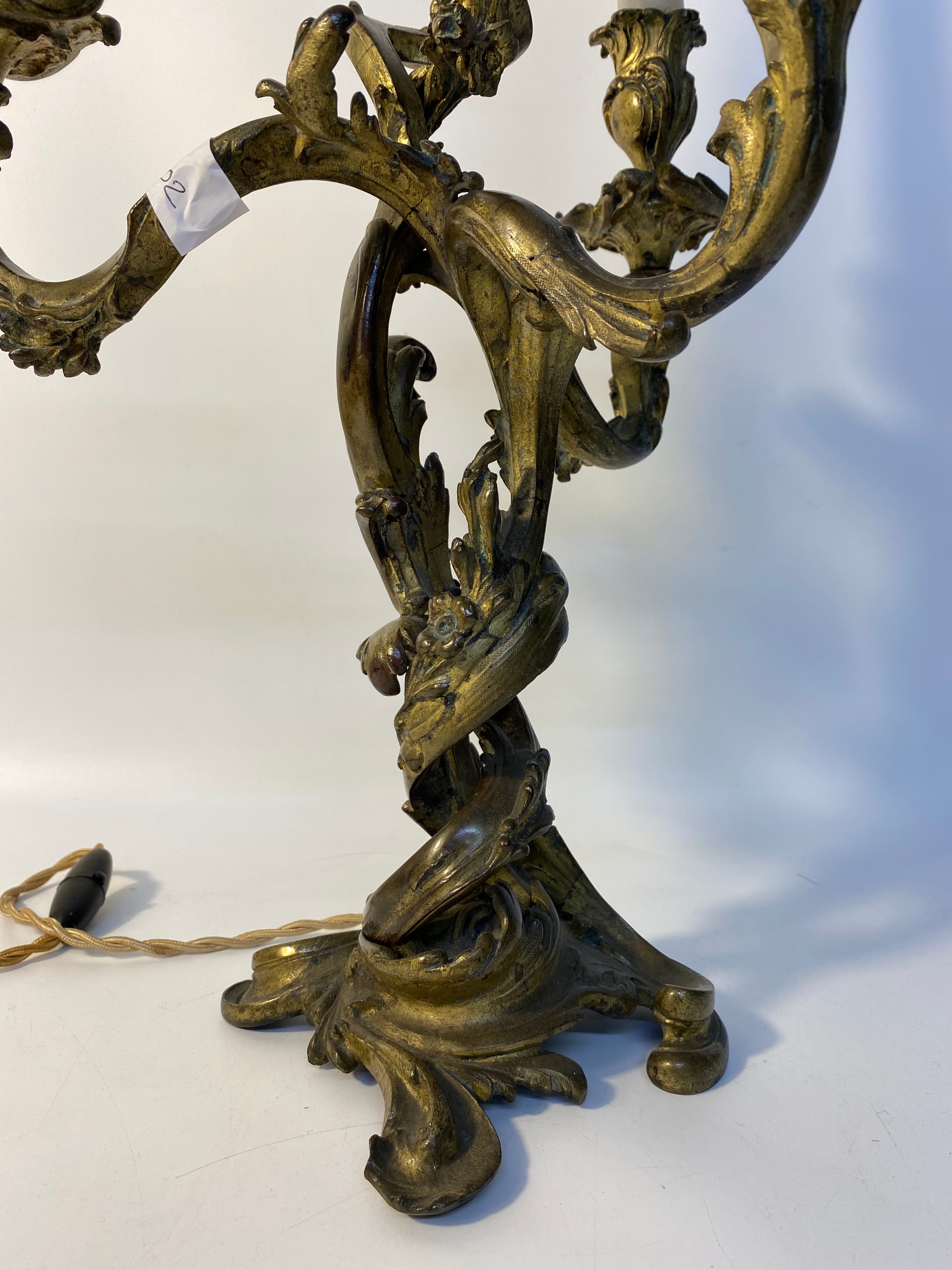 19th century 4 branch candelabra [converted to electric] [47.5cm] - Image 3 of 4