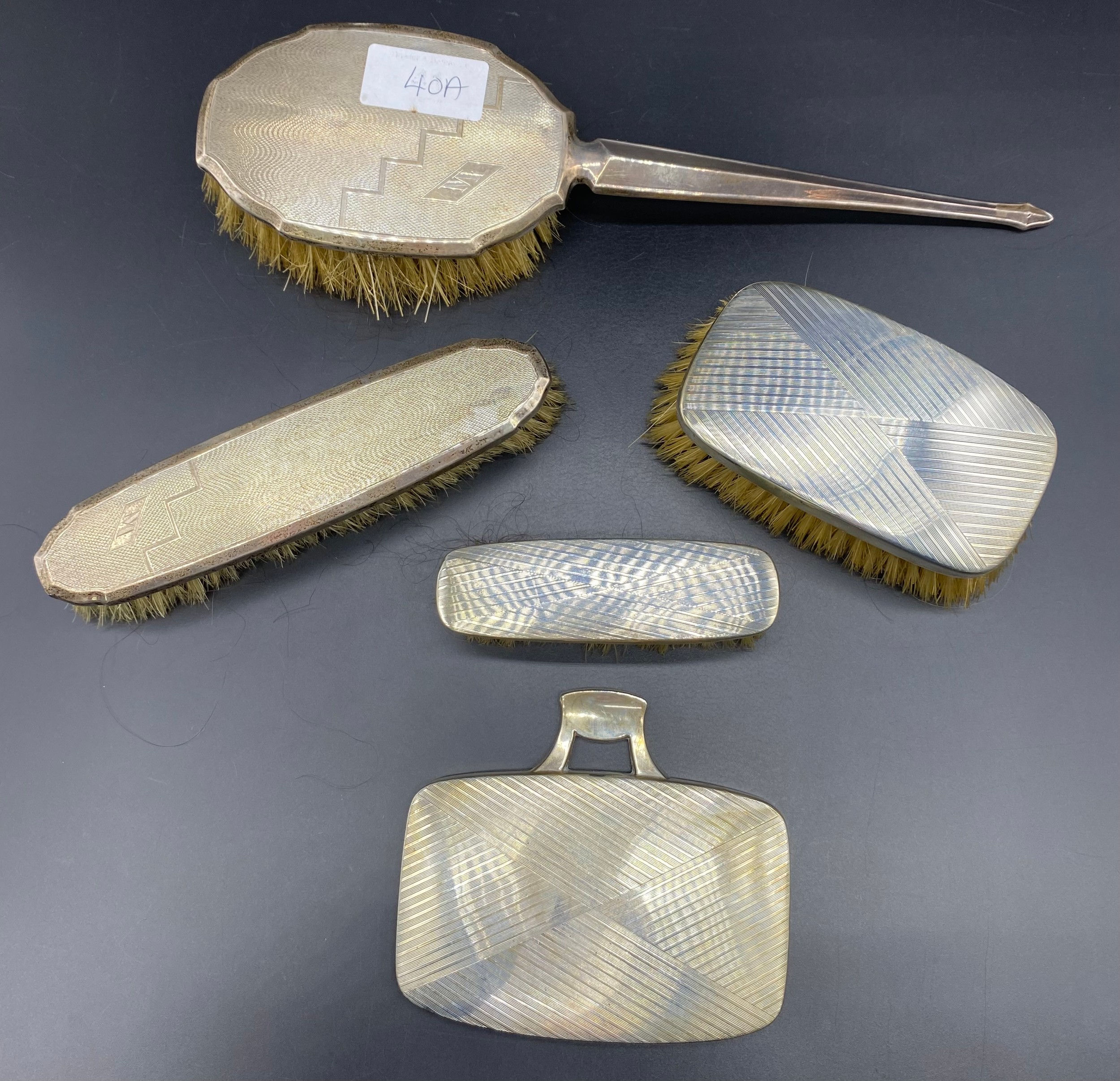 Silver hallmarked London & Birmingham silver brushes & mirror