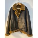 Royal air force Flight Pilot Ginger Shearling sheepskin world war two Brown Leather jacket size