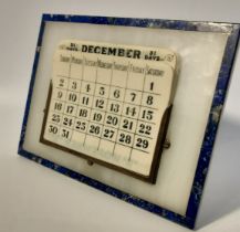 19th century desk calendar with silver hall marked London mount with fitted calendar of the