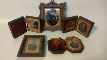 Five 19th century ambrotype portraits in fitted frames