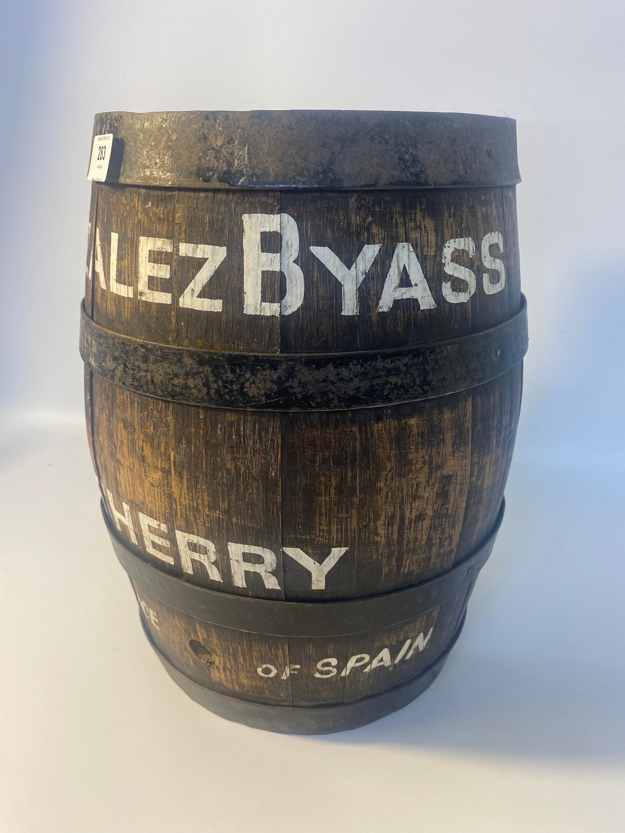 Antique wood & metal bounded sherry barrel [35.5x26cm] - Image 3 of 4