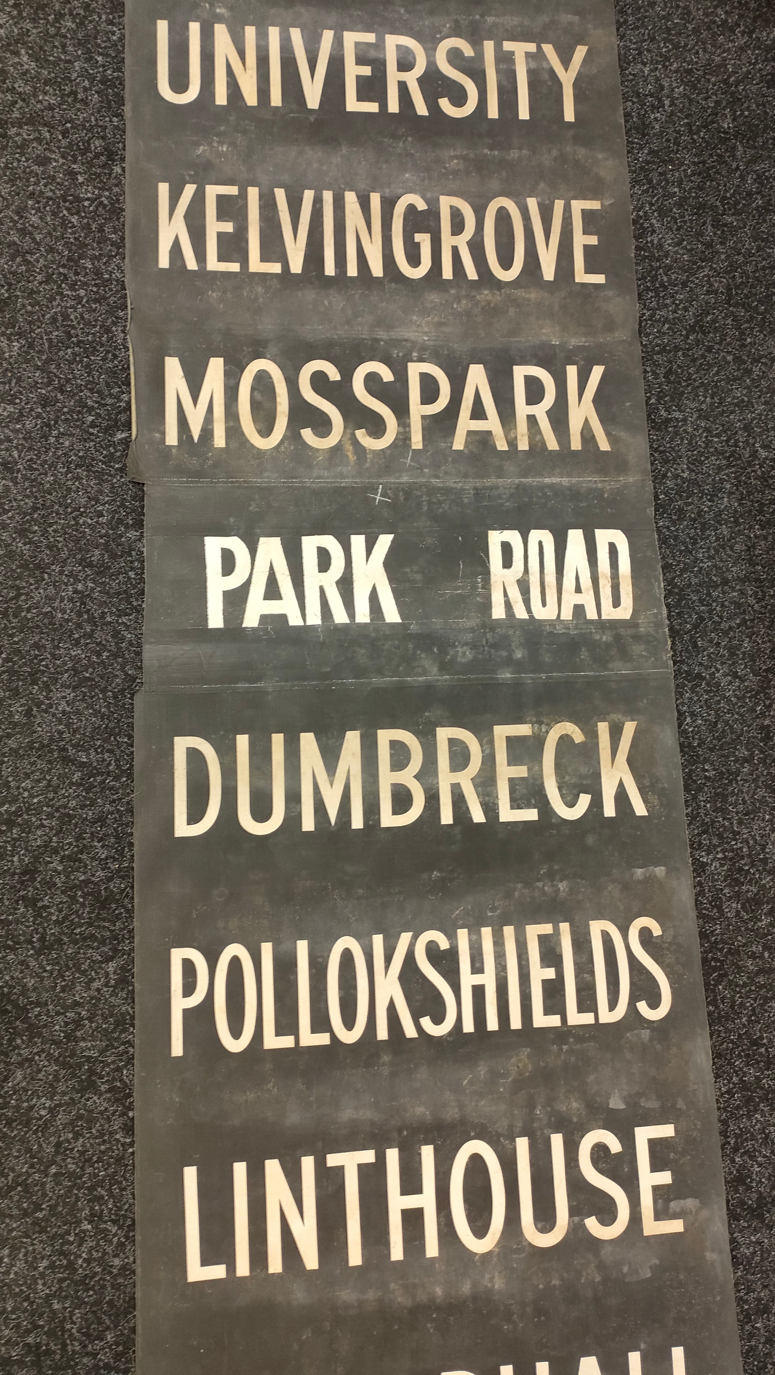 Antique Glasgow Bus advertising street name banner [1340x65] - Image 4 of 7