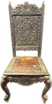 19th century Anglo Indian chair, highly carved foliate design throughout, raised on carved