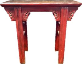 Chinese red lacquered console table [85x89x35cm]