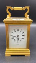 French brass carriage clock with key, Edward Glasgow Paris [9x8x15cm]
