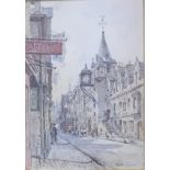 John Fulleylove (1845-1908) Watercolour titled ''Tolbooth, Edinburgh' with in a gold frame. [Frame