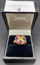 9ct gold Multi stone cluster ring [5.11grams] [size M1/2]
