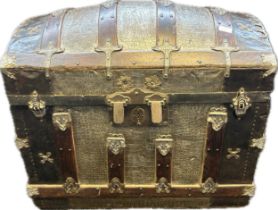 Wood and metal domed trunk