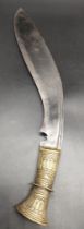 19th century eastern brass handled kukri knife
