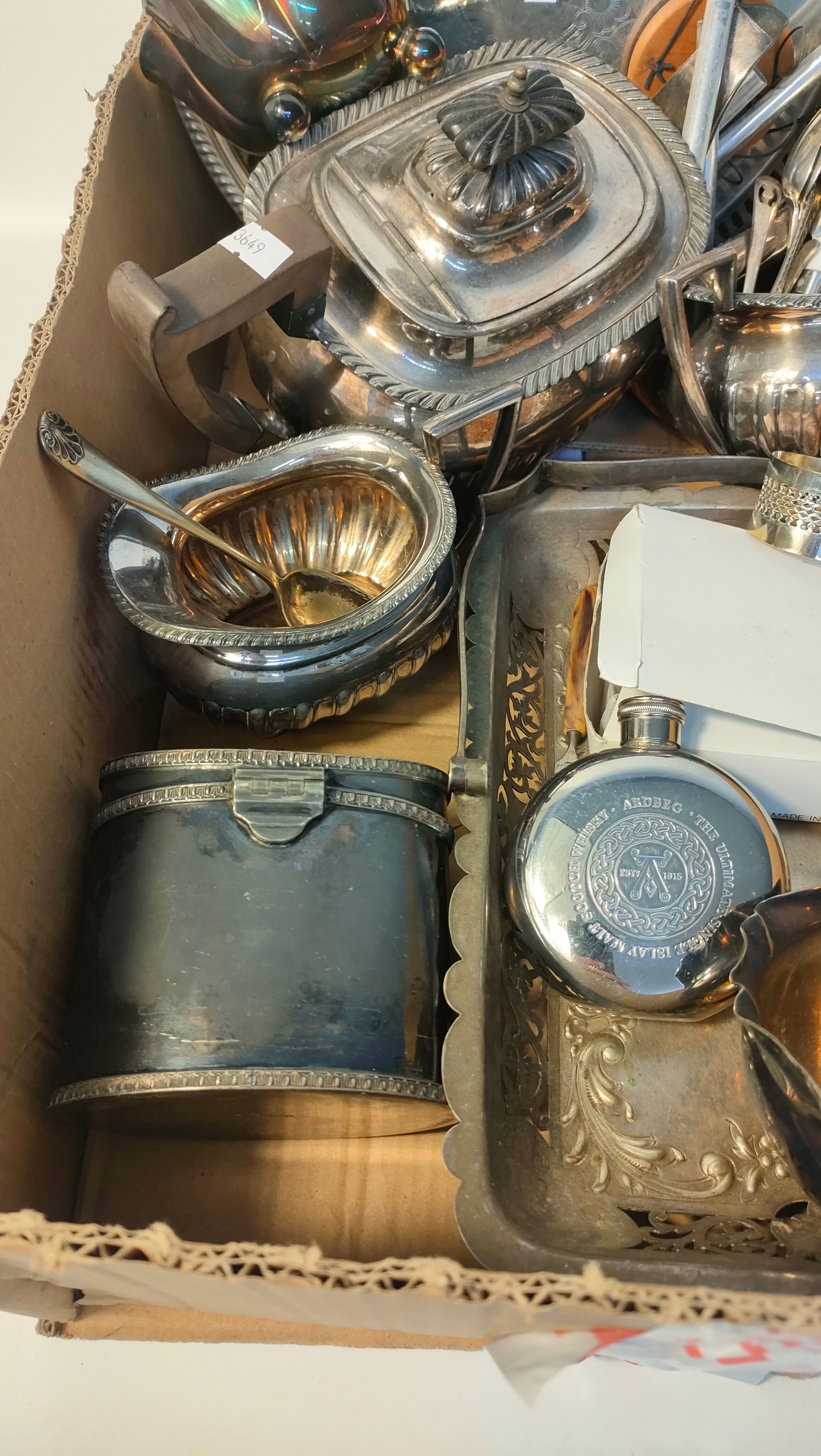 Selection of silver plated wares; three piece tea service, cutlery & tea caddy - Image 3 of 3