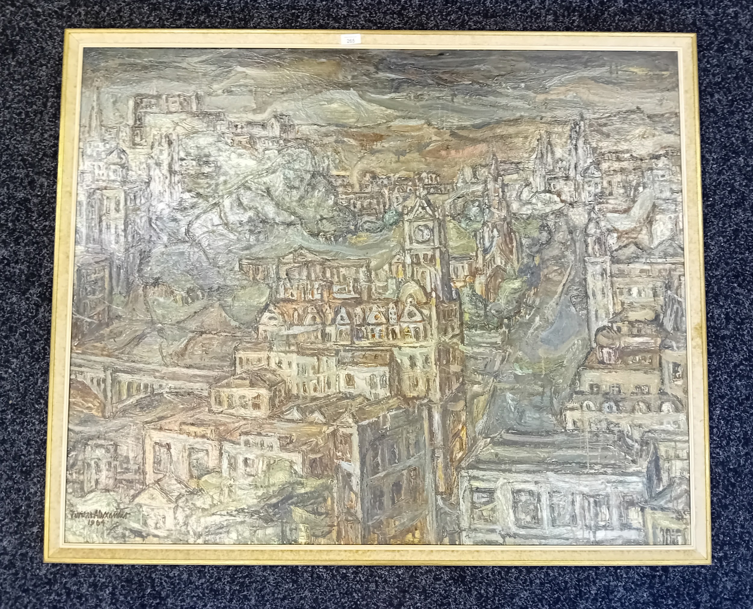 Vivien Alexander Large oil on board of a built up city scene, signed and dated 1964. Appeared in the - Image 2 of 5