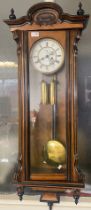 Antique double weight Vienna regulator clock [111.5x 41.5cm]