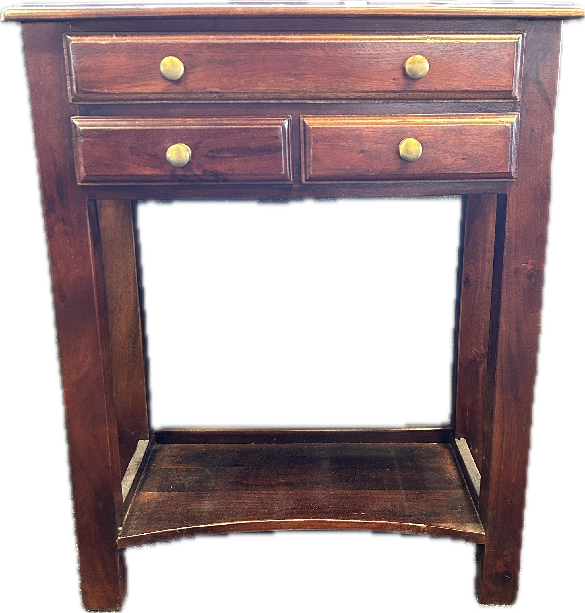 Reproduction mahogany side unit, with an arrangement of three drawers and a lower supporting - Image 3 of 3