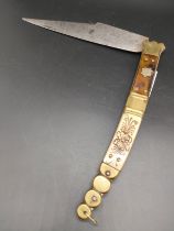 19th century Spanish Navaja folding knife stamped [Beauvoir] with trademark on 7inch steel blade