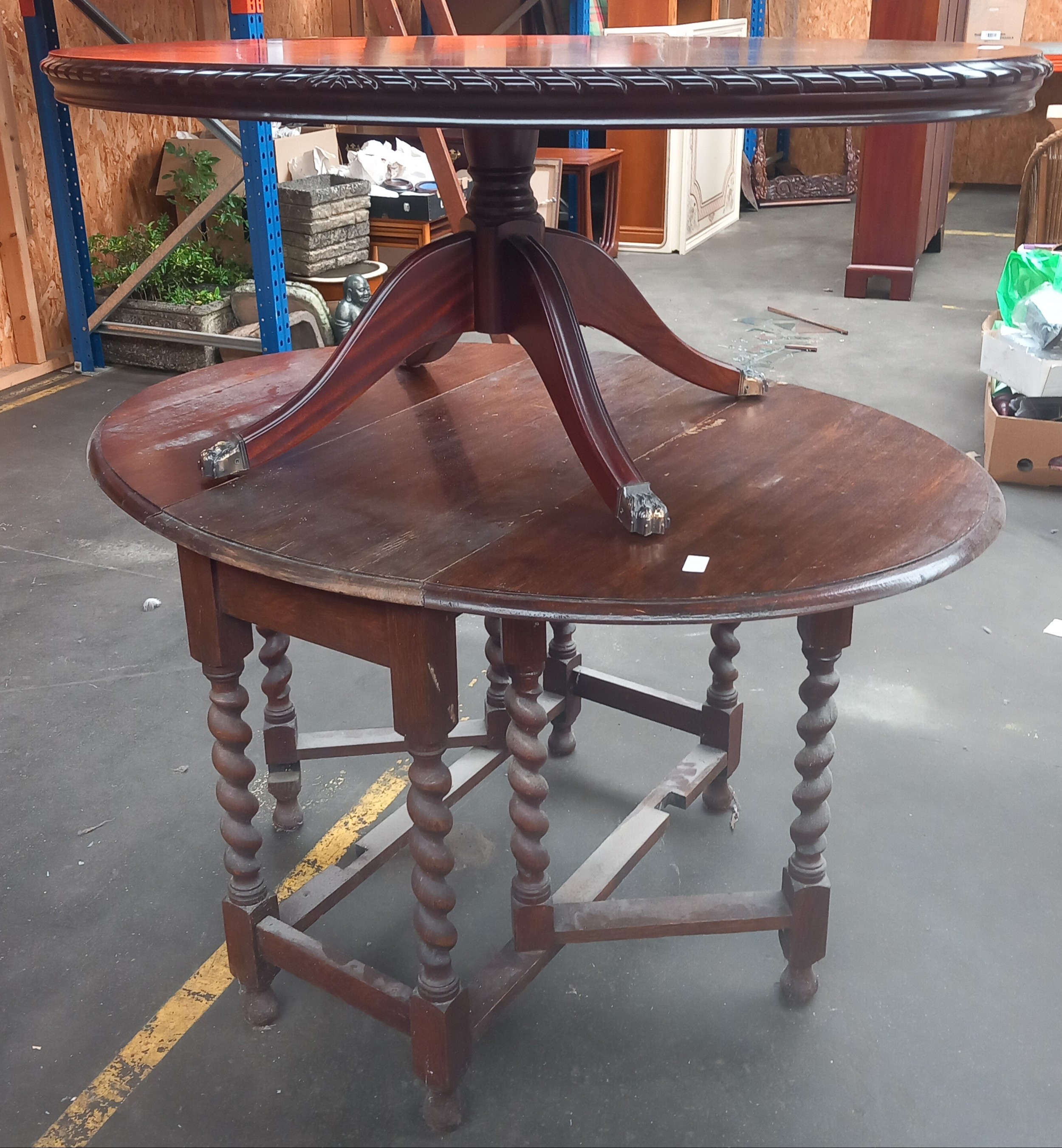 Dark wood coffee table with barley twist table
