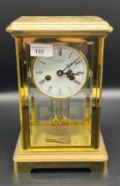 Phaeton by acctim gilt metal & glass mantle clock [18x15x28cm]
