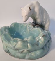 Art Deco Bohemian Ditmar Urbach Pottery Polar Bear Bowl [22x19cm]