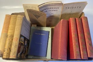 Box of antique books; poetical works of Robert burns, Winston Churchill books & many more