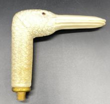 Antique bone duck head walking Cain handle [16cm]