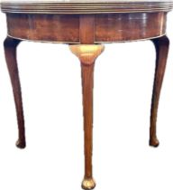 19th Century Demi lune flip top table raised on cabriole legs [Extended 72x77x76cm]