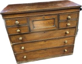 Victorian Scottish chest, the rectangular surface above an arrangement of drawers. [109x124.5x55.