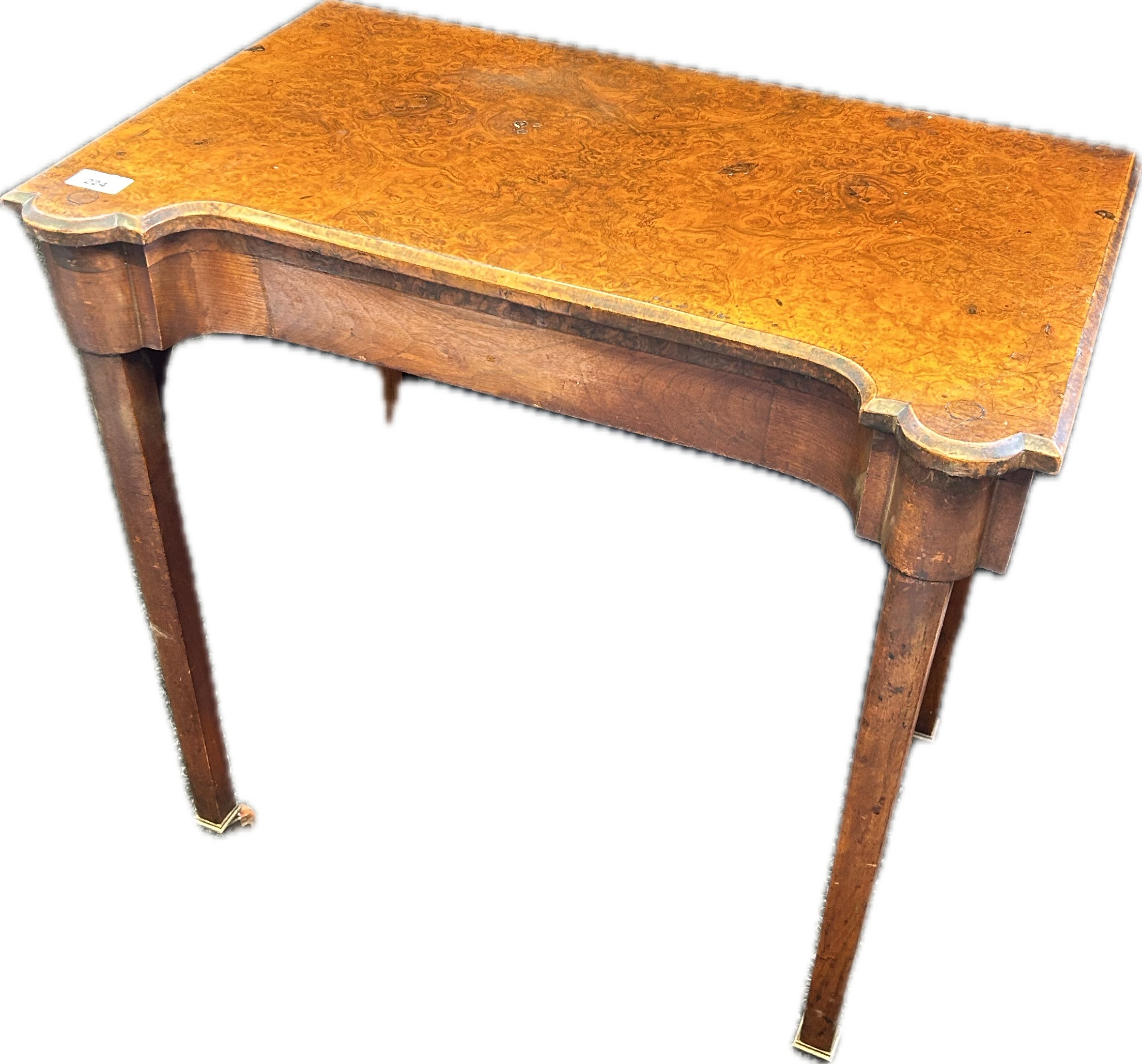 19th Century serpentine shaped walnut tea table, raised on square tapered legs - Image 2 of 2
