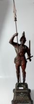 Antique style Brass Roman warrior statue [83cm including spear]