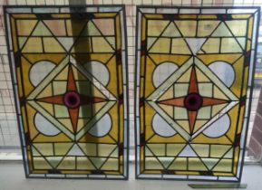 Pair of antique stained glass panels from Dalhousie castle Bonnyrigg Edinburgh