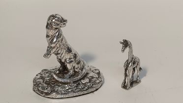 Silver 925 hallmarked meerkat figure along with silver giraffe figure [5cm]