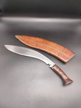 A MKII Great War pattern kukri knife with original leather sheath