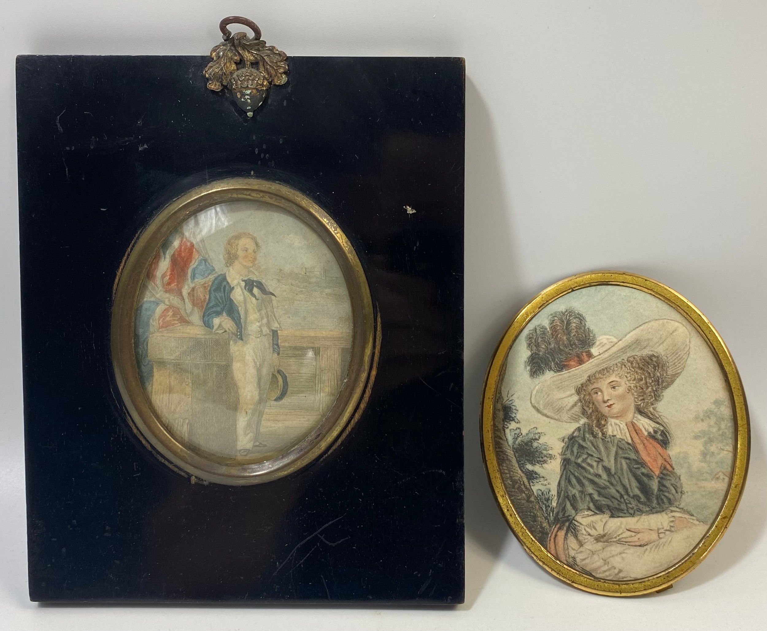 Two antique framed miniature portraits