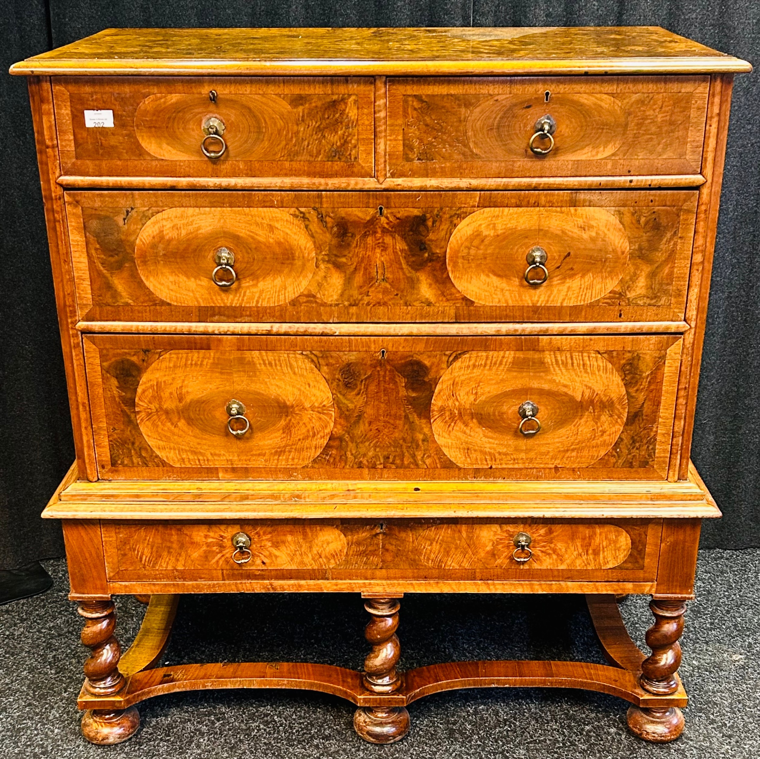 William and Mary burr walnut Whytock and Reid Edinburgh chest of