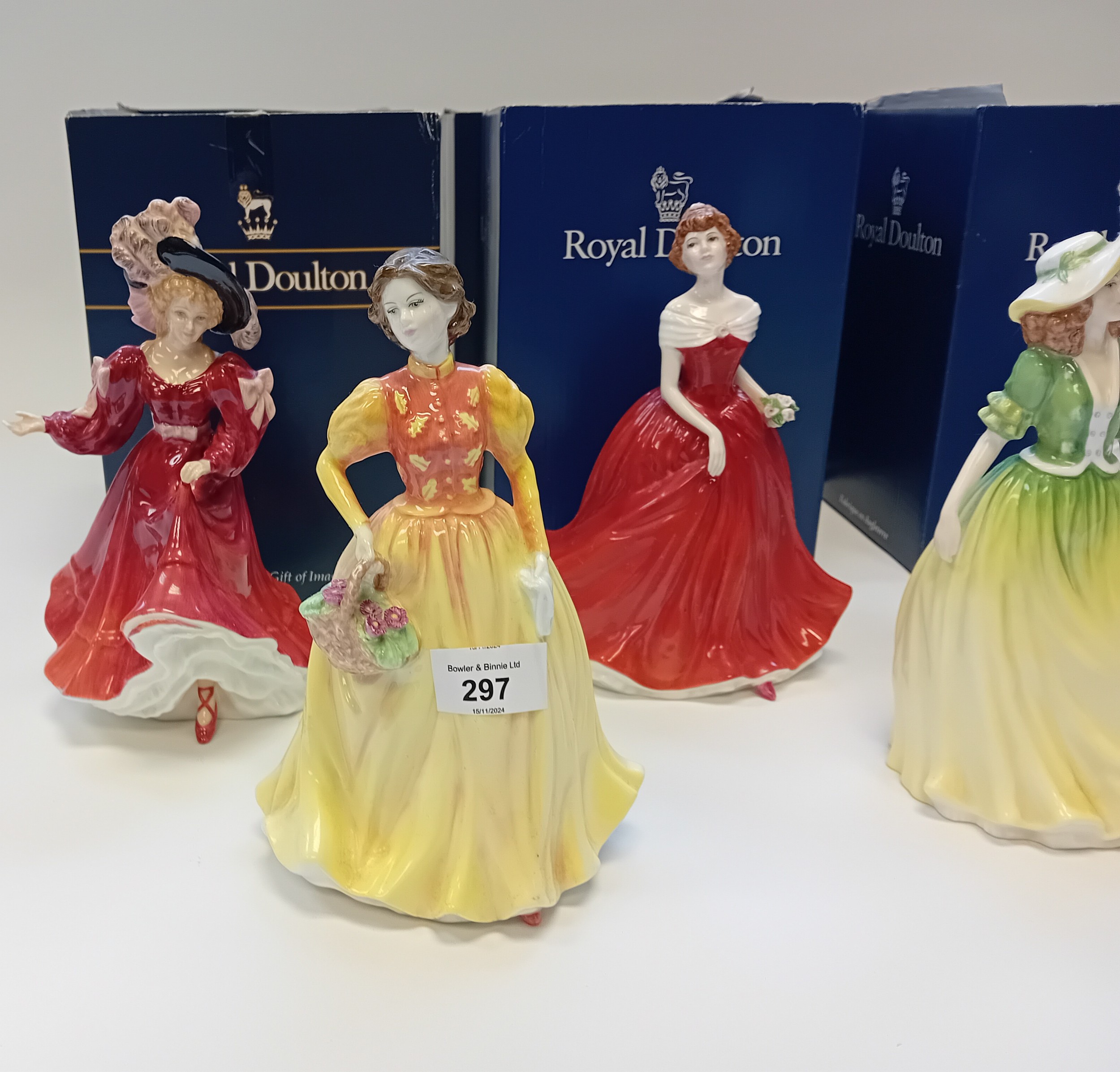 Six Royal Doulton Lady Figurines to include Lauren, Summer Bloom, Spring Posy, Winter Bouquet,