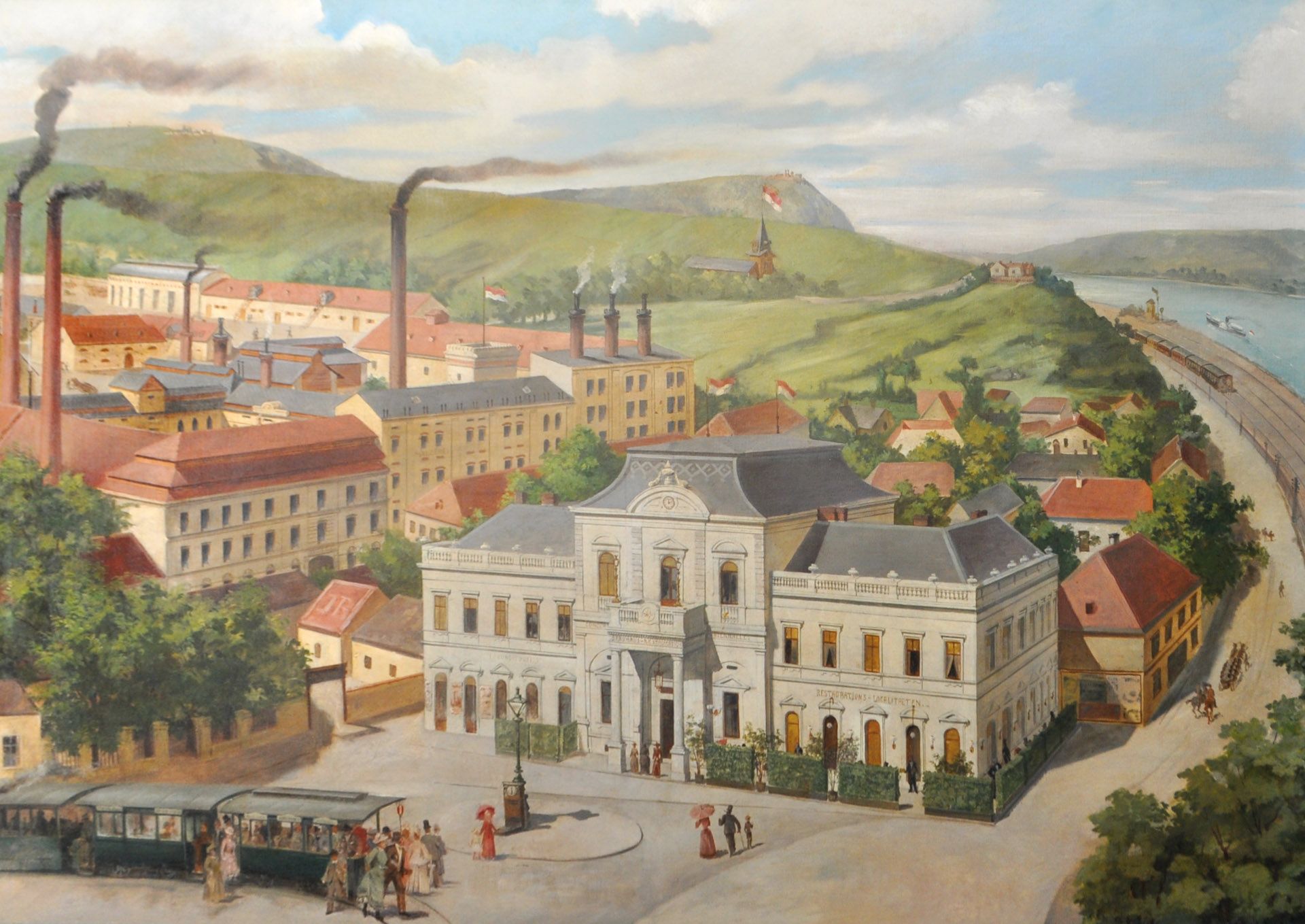 Österreichischer Maler um 1900/Pittore austriaco del 1900 ca. - Ansicht der Nussdorfer Brauerei, um