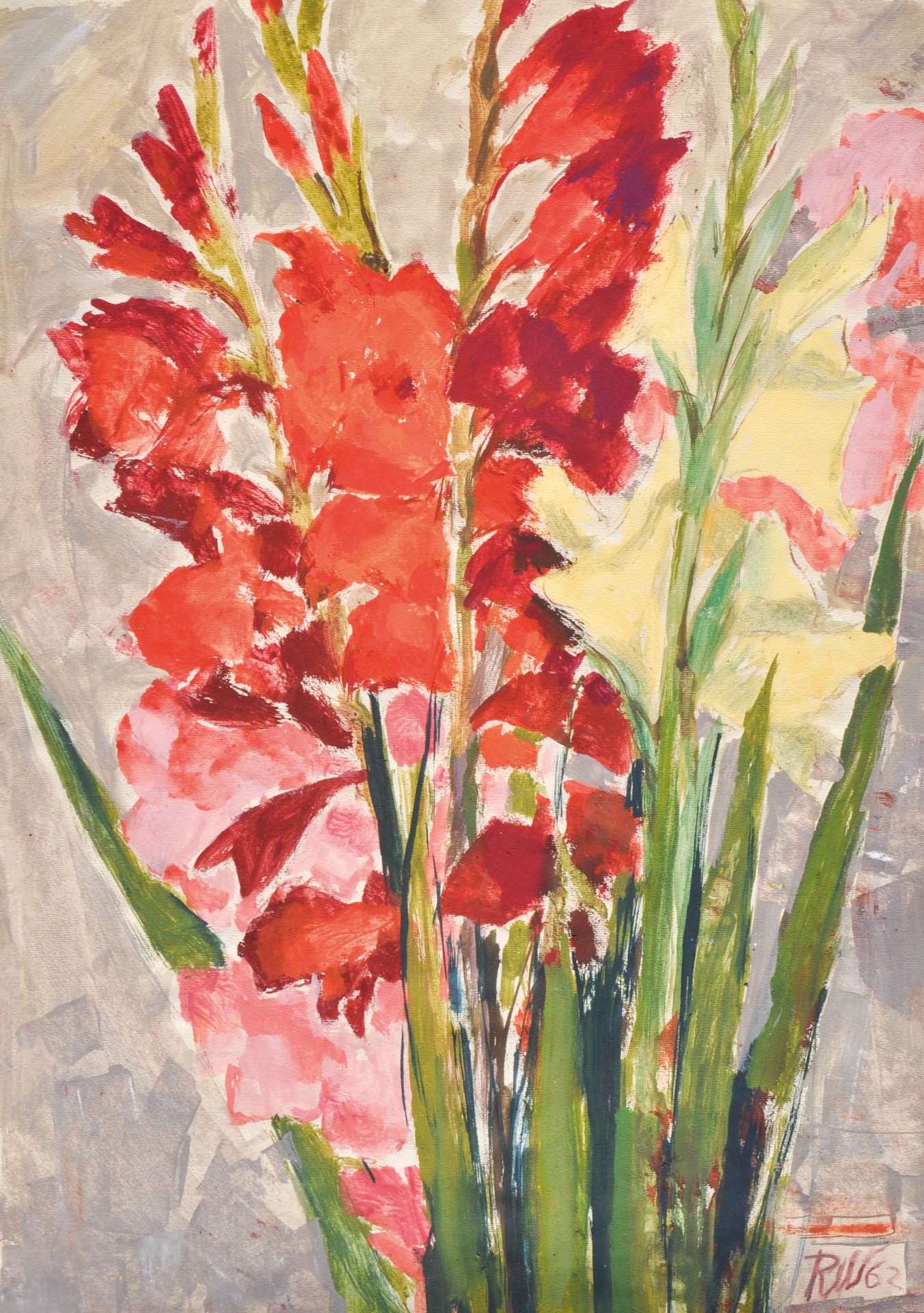 Raimund Wörle - Rote Gladiolen, 1962