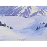 Max von Esterle - Tiroler Winterlandschaft mit Skispuren