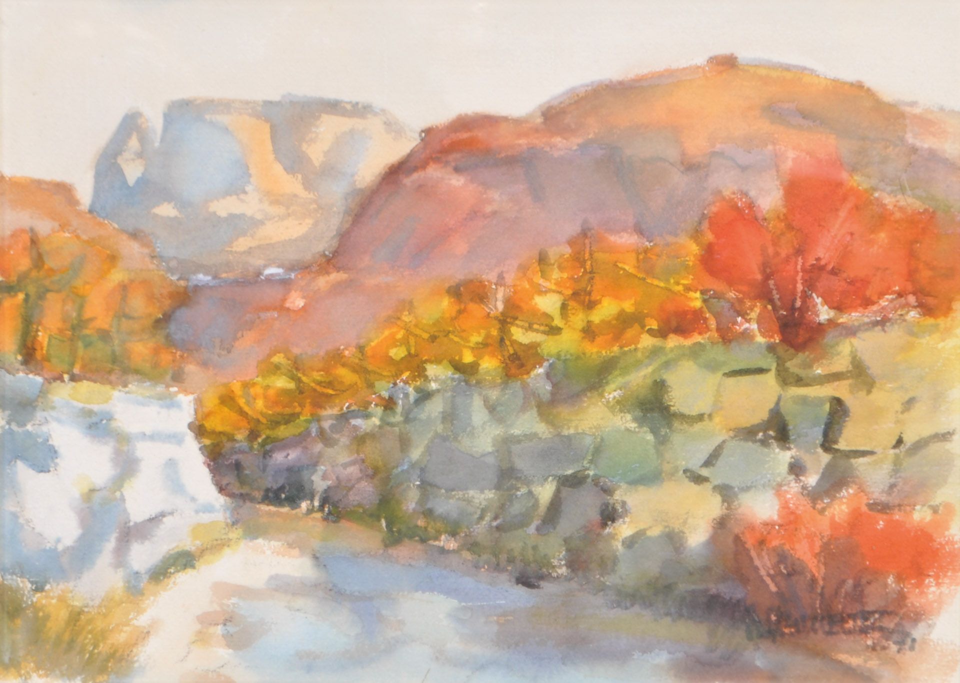 Hubert Mumelter - Herbstlandschaft mit Blick auf den Schlern, 1971