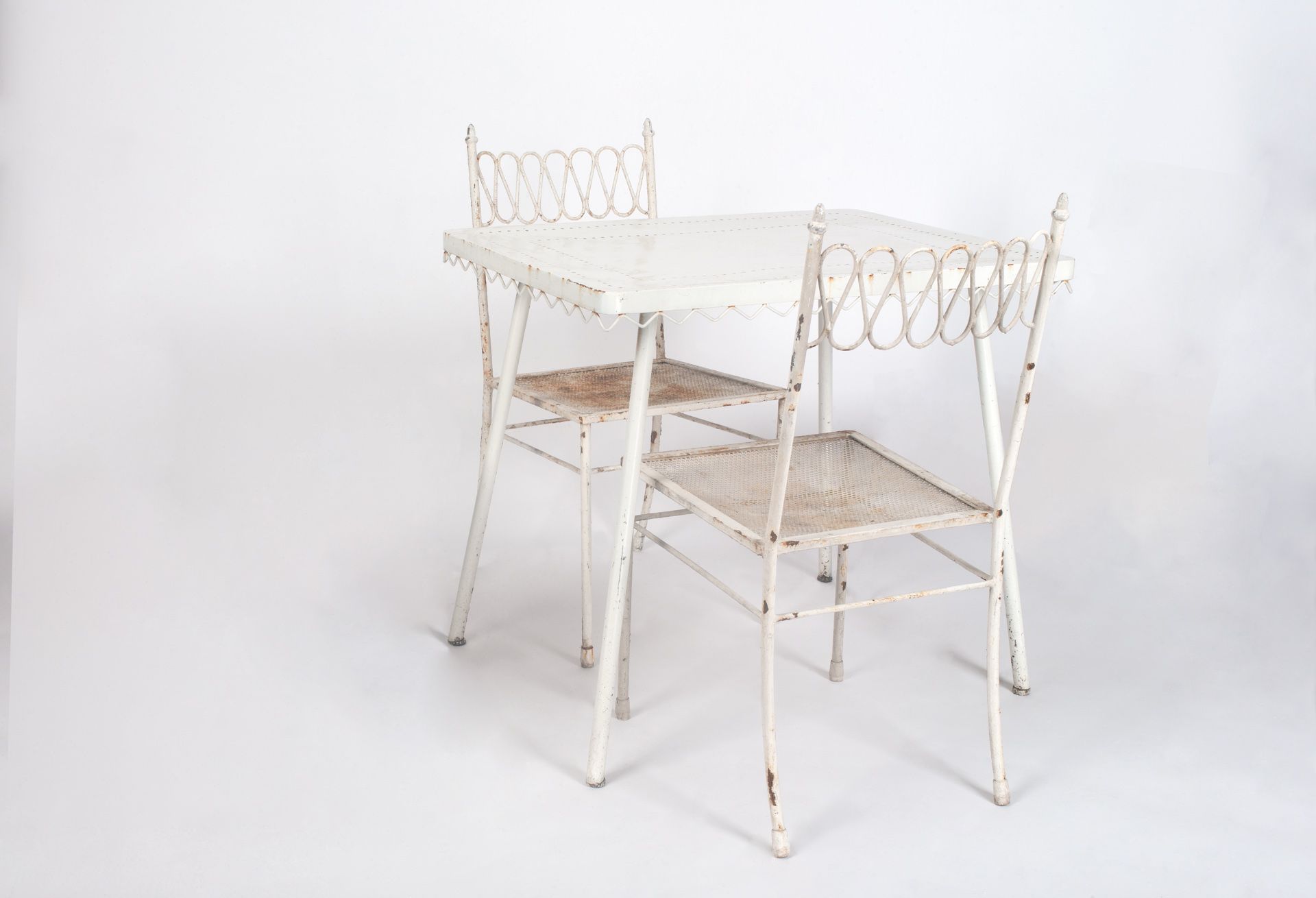 Italienische Manufaktur/Manifattura italiana - Tisch mit 2 Stühlen Hotel Bristol Meran, 1953/1954