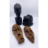 Lot 4 sculptures Africaines en bois