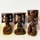 Lot de 3 tabourets Africain (manques)